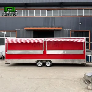 Customized 22ft Red Square Aluminum Rust Resistant Food Trailers and Food Trucks