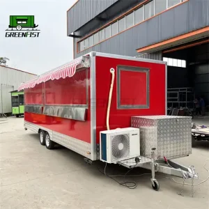 CE Approved Red Mobile Food Trailer Ice Cream BBQ Vending Trailer