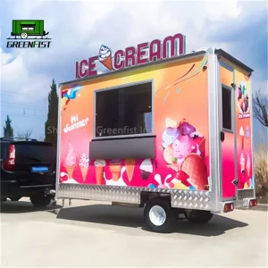 Ice Cream Truck Summer Essential Basic Stainless Steel Ice Cream Mobile Food Trailer New Condition for Retail With AC
