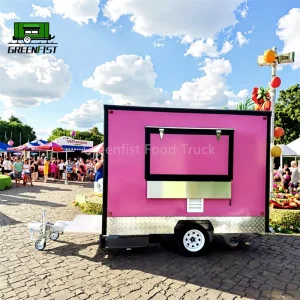 3M Small Pink Food Trailer with Full Mobile Food Trucks Frying Equipment Food Cart