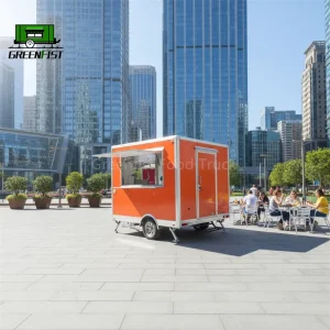 Mobile Food Trailer with Refrigerator Rust Resistant Hotdog Cart for Snack Food Outdoor Use