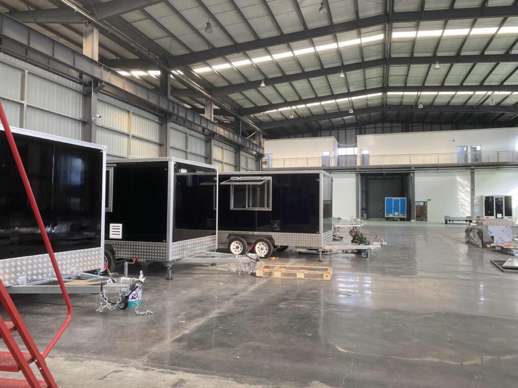 square food trailer manufacturer producing custom mobile kitchens